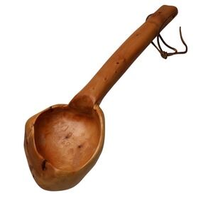 Handcrafted Rustic Large Burl Wood Ladle Scoop Wall Hanging 15.5" Kitchen Decor